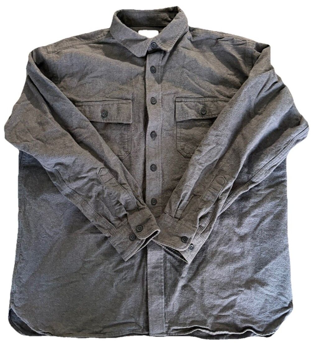 LL Bean Chamois Cloth Shirt Mens Traditional Fit XL Gray Long Sleeve Button Down